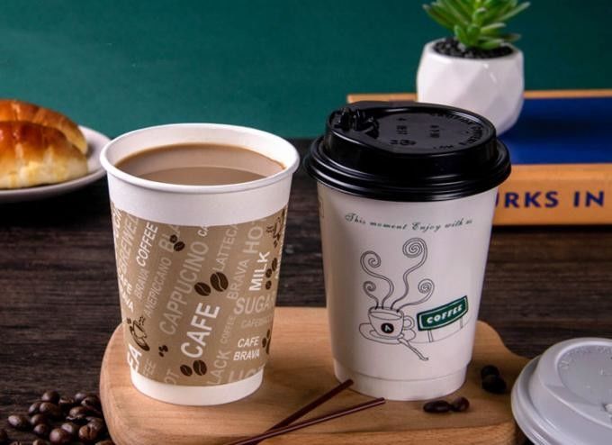 Tazza 16oz della bevanda del caffè della carta kraft di doppio strato ISO9001 per il caffè