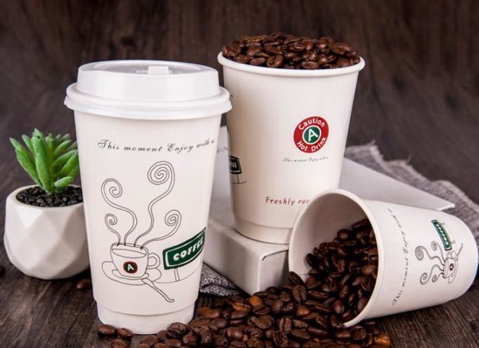 Tazza 16oz della bevanda del caffè della carta kraft di doppio strato ISO9001 per il caffè