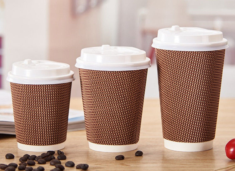 bocca di 90mm tre tazze di caffè eliminabili ondulate di strati 16oz