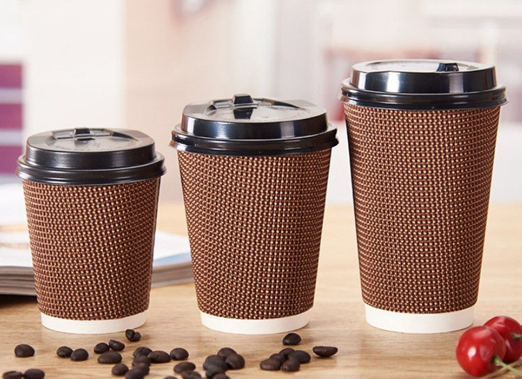 bocca di 90mm tre tazze di caffè eliminabili ondulate di strati 16oz
