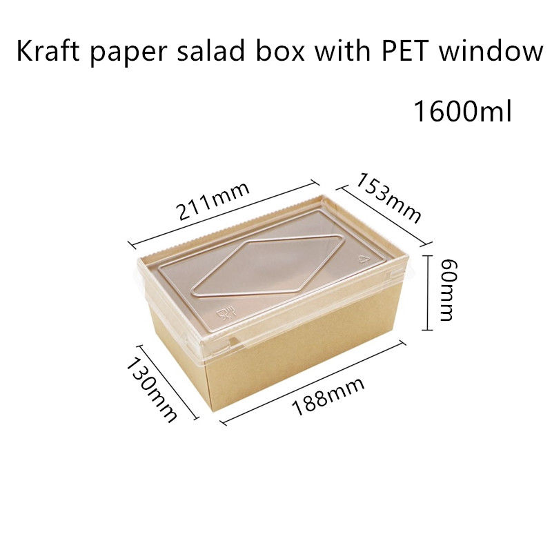 Contenitori di alimento eliminabili di carta kraft del coperchio dell'ANIMALE DOMESTICO 2100 1600 1400ml