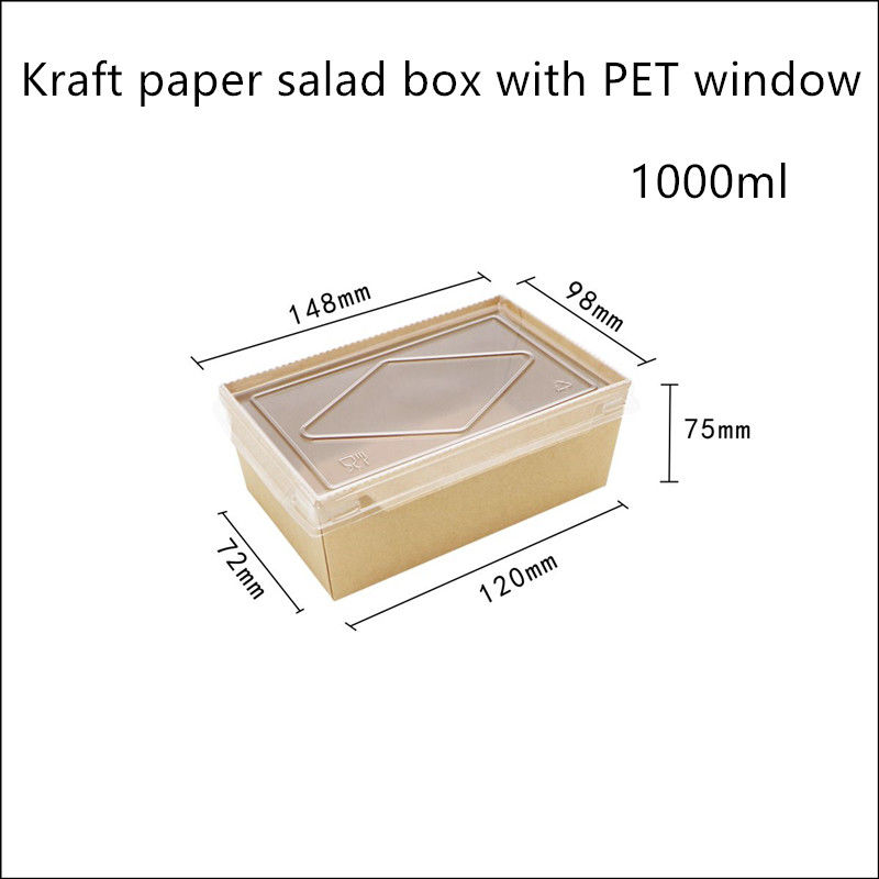 Contenitori di alimento eliminabili di carta kraft del coperchio dell'ANIMALE DOMESTICO 2100 1600 1400ml