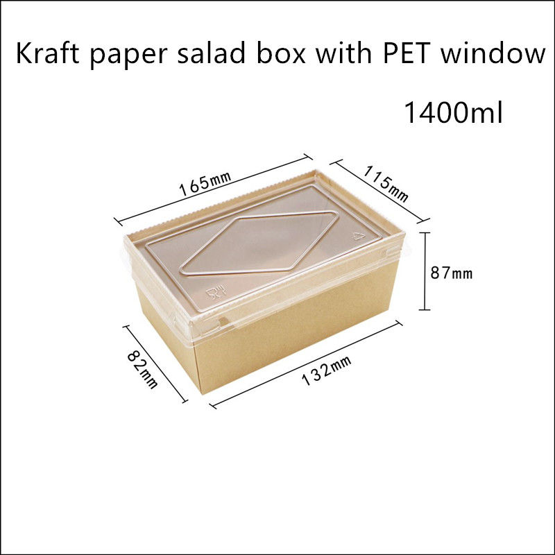 Contenitori di alimento eliminabili di carta kraft del coperchio dell'ANIMALE DOMESTICO 2100 1600 1400ml