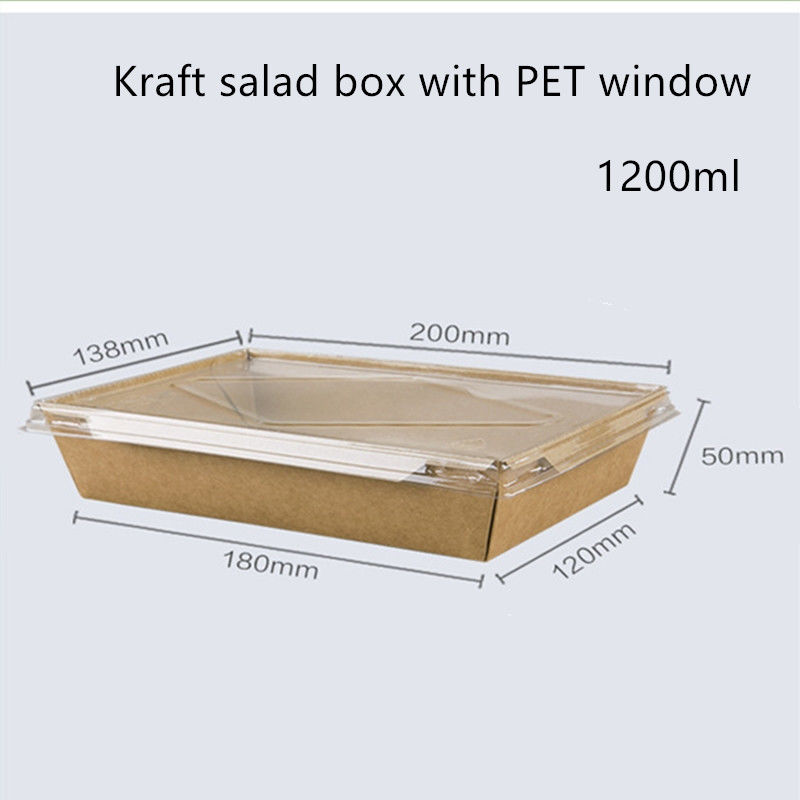 Contenitori di alimento eliminabili di carta kraft del coperchio dell'ANIMALE DOMESTICO 2100 1600 1400ml