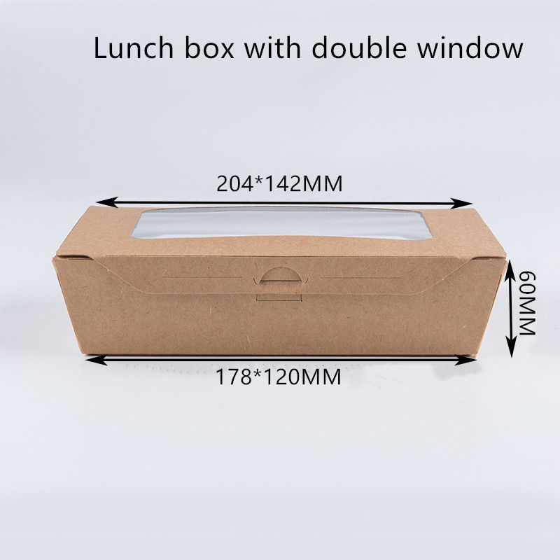 1200ml 337 scatola di pranzo di carta kraft di 380 400gsm con la finestra dell'ANIMALE DOMESTICO