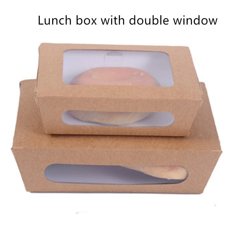 1200ml 337 scatola di pranzo di carta kraft di 380 400gsm con la finestra dell'ANIMALE DOMESTICO
