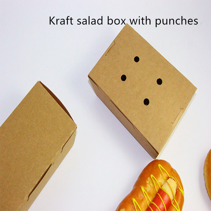 La carta kraft dell'insalata porta via eliminabile Microwavable della scatola con le perforazioni