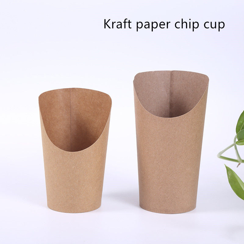 Singola tazza parteggiata eliminabile di carta kraft del mestolo per i chip delle patate fritte