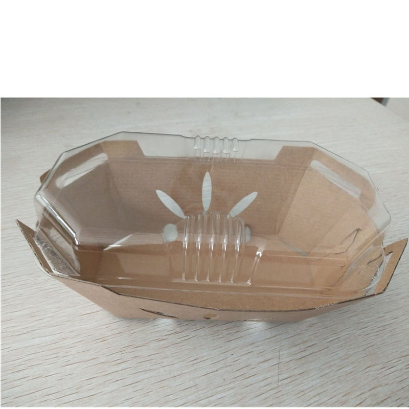 Coperchio riciclabile dell'ANIMALE DOMESTICO di Tray With della frutta di carta kraft di 350gsm
