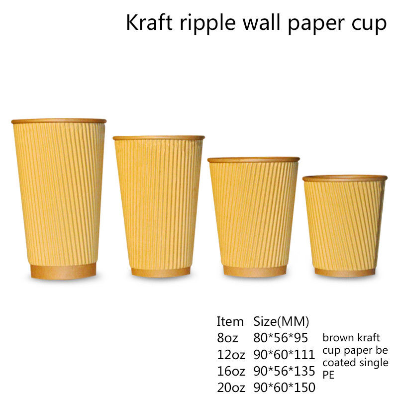 Tazza isolata calda 12 Oz della carta kraft del caffè del cartone biodegradabile eliminabile del bigné