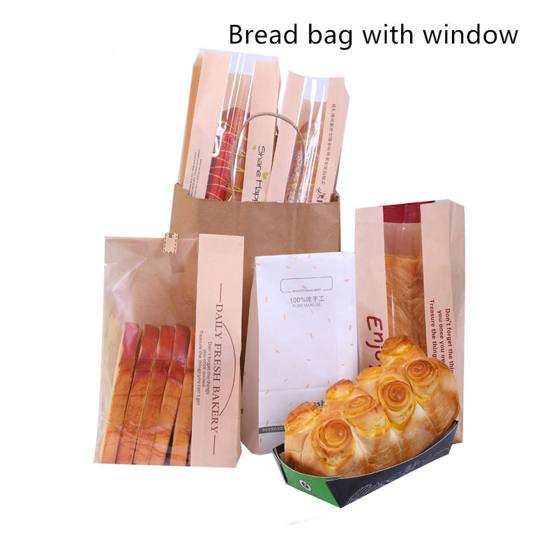 Il PE riciclabile ha ricoperto la borsa del pranzo di carta kraft per il pane del pane tostato