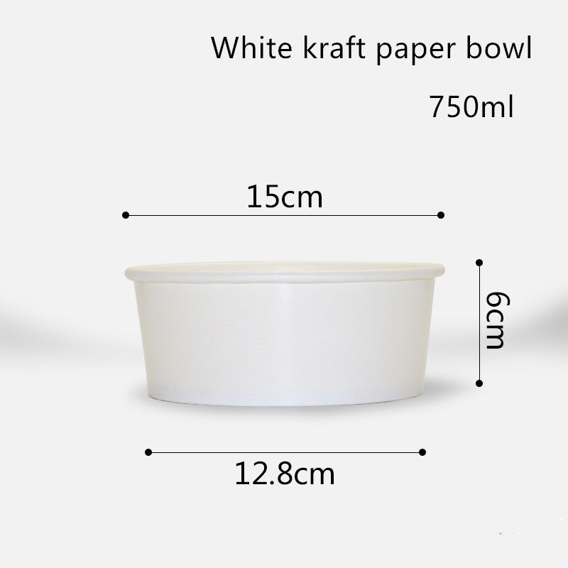 ciotola bianca eliminabile di carta kraft di 500ml 750ml 1000ml 1300ml per insalata