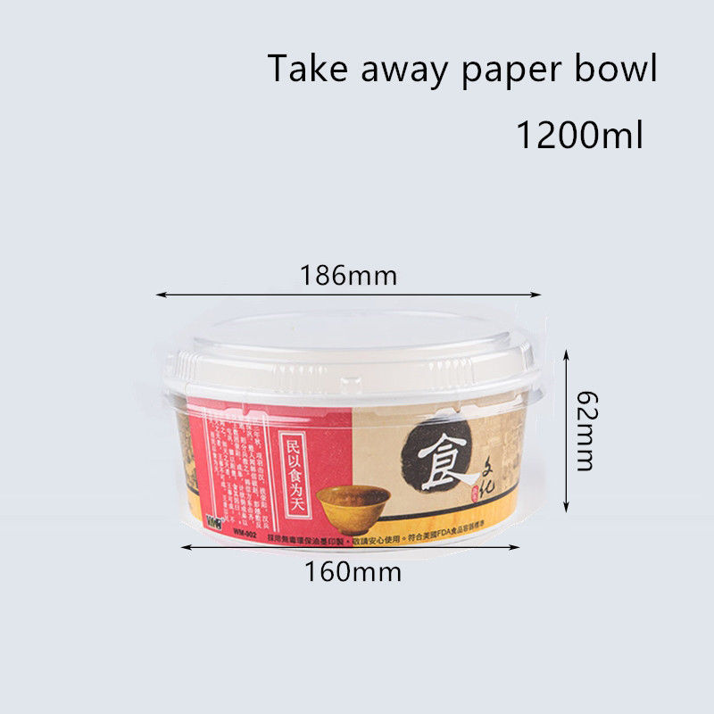 Unga la ciotola di carta rivestita degli alimenti a rapida preparazione 240gsm del PE resistente
