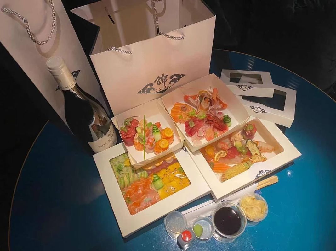 scatola di pranzo di carta kraft di 350 520 720 998 1090ml con cielo e la copertura della terra