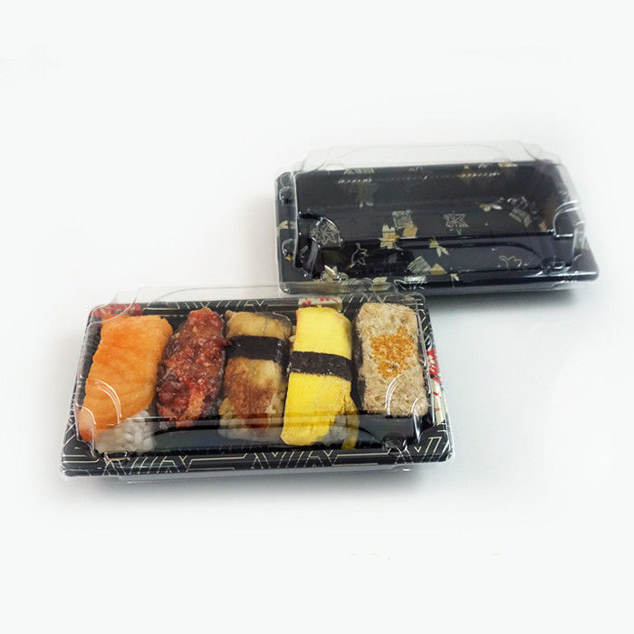 Prendi con te confezioni di cibo rettangolare e serve il sushi con coperchio