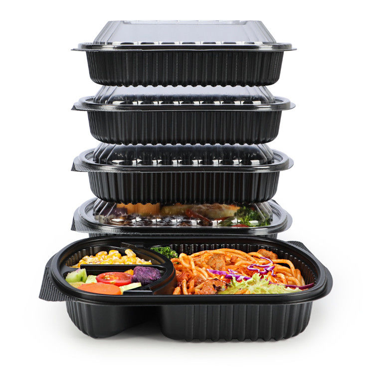 La plastica Microwavable del compartimento della preparazione 2 del pasto porta via la scatola con il coperchio