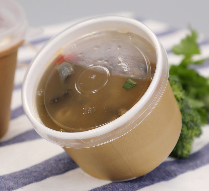 Tazza stampata su ordinazione della carta kraft della minestra di pasta con i coperchi attraverso la gamma di temperature da -20℃ a 120℃;