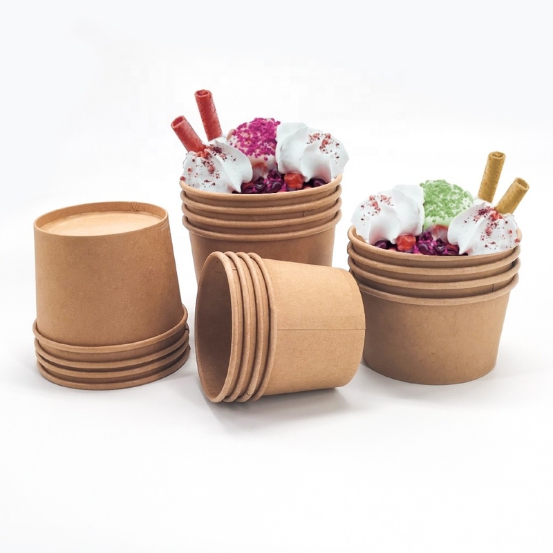 Tazza su ordinazione del dessert alla panna del ghiaccio di carta da stampa con il coperchio