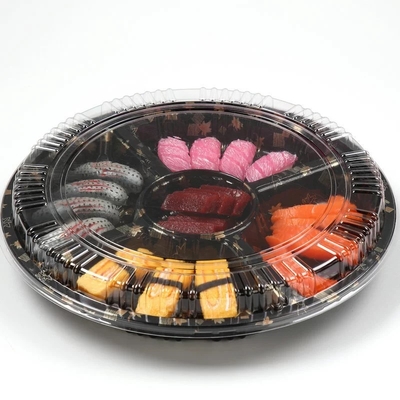 Una volta cinque scatole di imballaggio extra di plastica con coperchio scatola di bento giapponese scatola di sushi rotonda